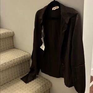 Djerf Avenue little viscose shirt in dark mocha